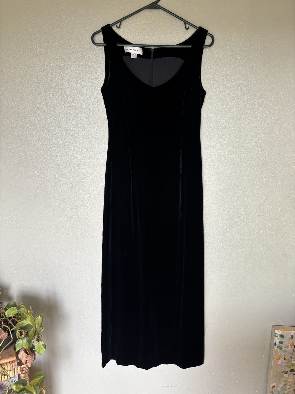 Black Velvet Scoop-Neck Maxi Dress, Chic, Witchy, Morticia Addams, Event, Sz 2
